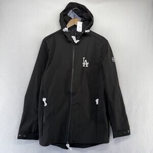 Los Angeles Dodgers Jacket Men's medium Black Zip Hooded Camano Rain Eco NEW